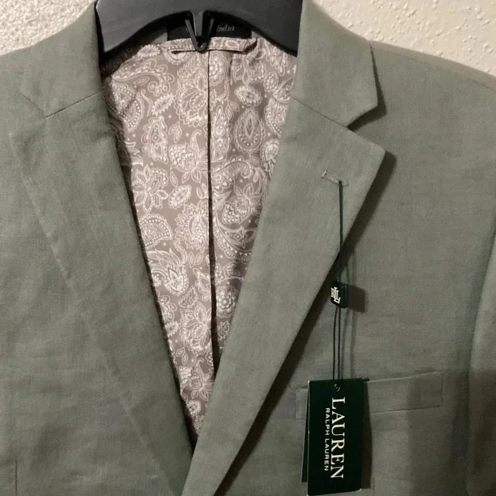 Ralph Lauren Sage Light Green Big Boys Linen Suit Jacket Size 20 Regular NWT